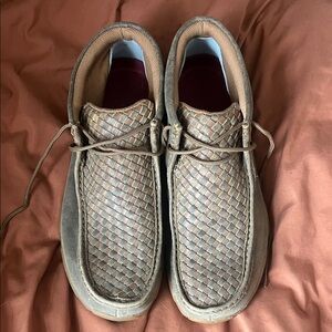 Twisted X Brown Woven Leather Loafers